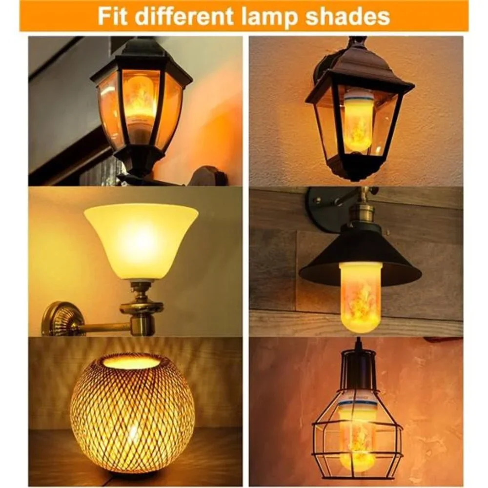 LED Flame Light Bulbs, 4 Modes Flickering Light Bulbs, E26 Base Fire Flame Bulb